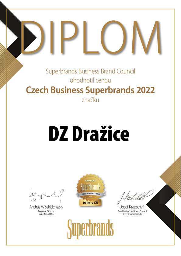 4 2022 DZ Drazice Superbrands Business BSB DIPLOM 2022 cz